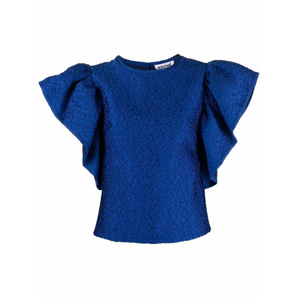 コッホ レディース プルオーバー トップス Ruffle-sleeve crew neck top Blue