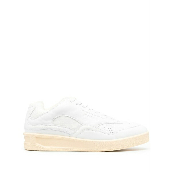 ジル・サンダー メンズ スニーカー シューズ Panelled low-top leather sneakers White