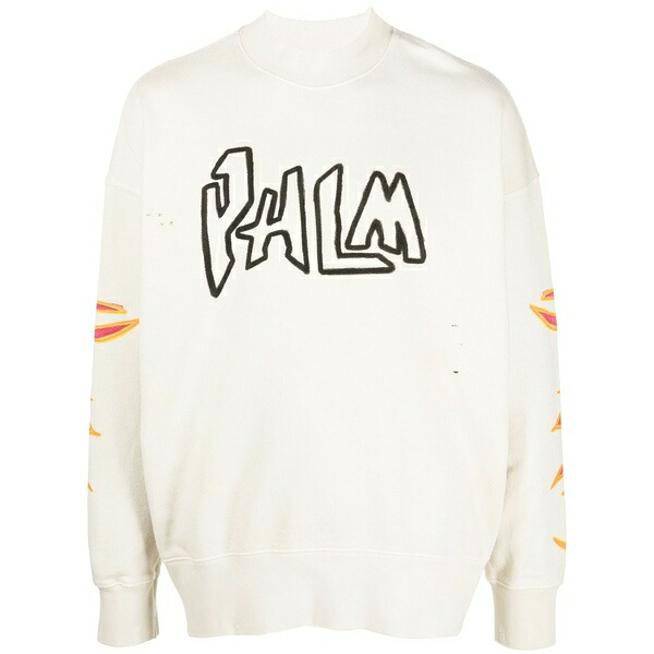 パーム・エンジェルス メンズ パーカー・スウェットシャツ アウター Graffiti-print logo sweatshirt  White