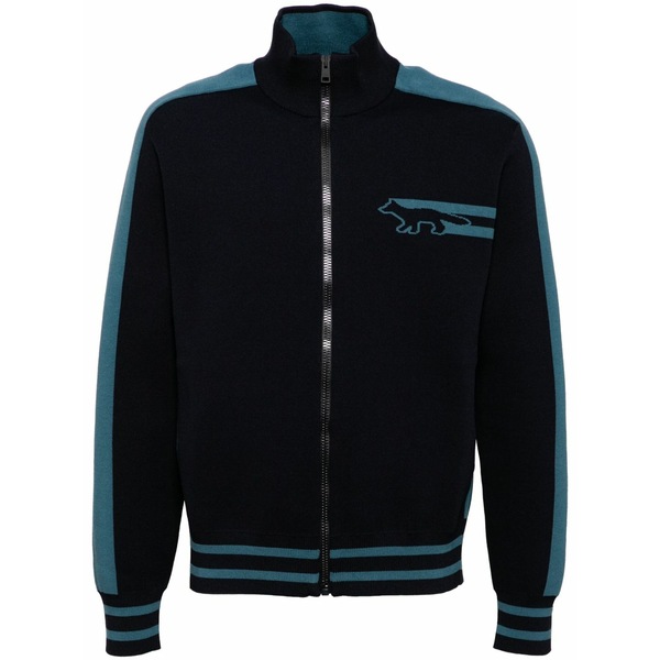 住み家 稲荷 メンズ 編み物\u0026プルオーバー アウター Zip-up sweater Blue