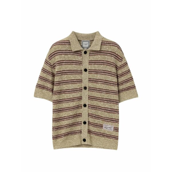 ウーヨンミ メンズ ジレー アウター Striped short-sleeve cardigan Green
