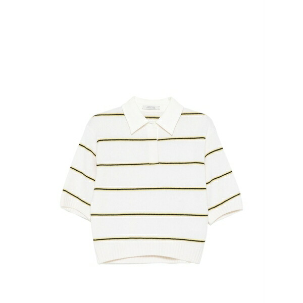 ドロシーシューマッハ レディース スポーツシャツ トップス Sporty statements striped polo shirt White