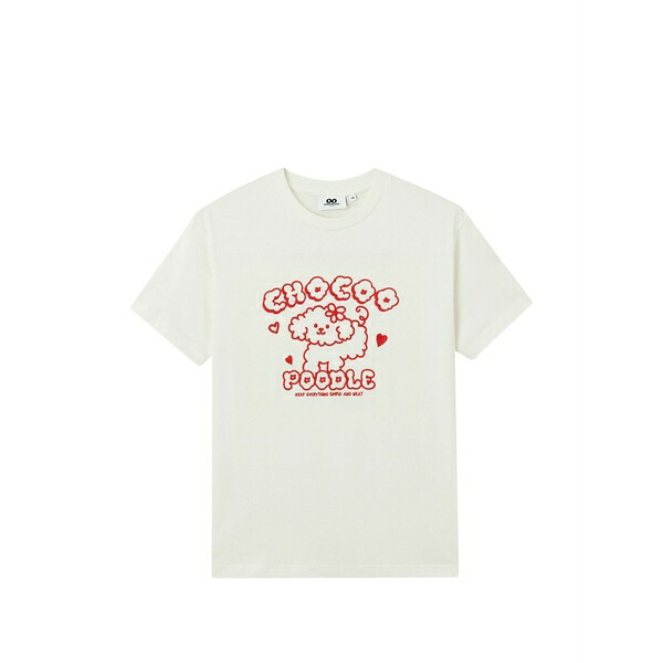 黒茶 レディース ティーシャツ トップス Poodle print t-shirt Neutrals