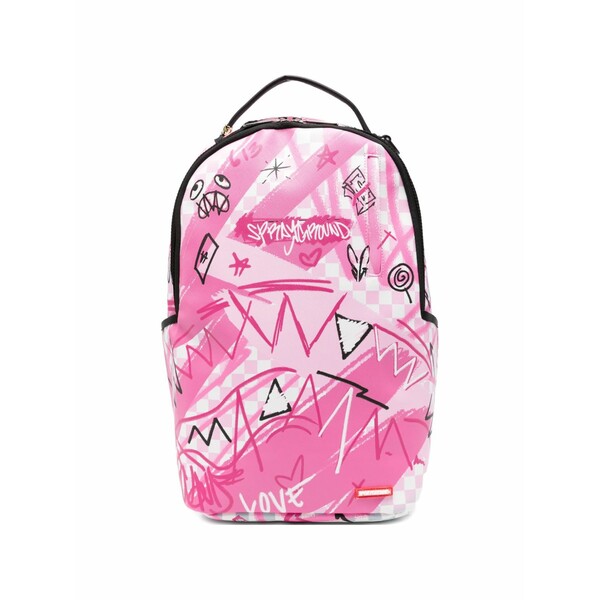 吹きつける地びた レディース うしろ側容器に並べる・背嚢 御徒面子 Broken hearts club graphic-print backpack Pink