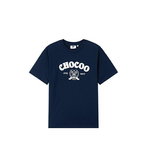 黒茶 レディース ティーシャツ トップス Crew-neck logo-print t-shirt Blue