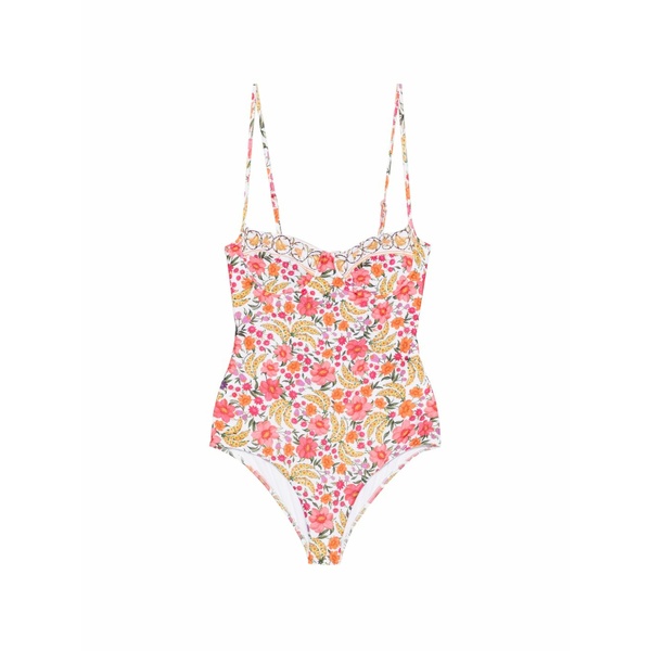 農園 リオ レディース 衣裳 トップス Floral-print swimsuit White