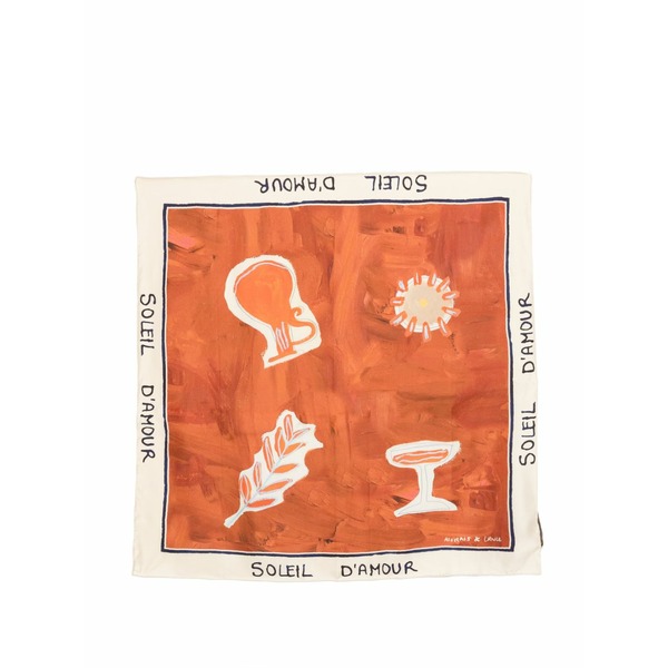アレメ レディース 消音装置・袈裟・えり巻き 添え物 Graphic print scarf Orange