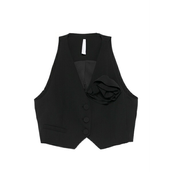 インペリアル レディース カットソー トップス Floral-appliqu￡ cropped top Black