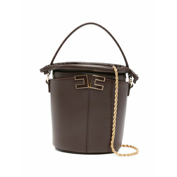 エリザベスフランキ レディース ハンドバック 御徒面子 Logo chain bucket bag Brown