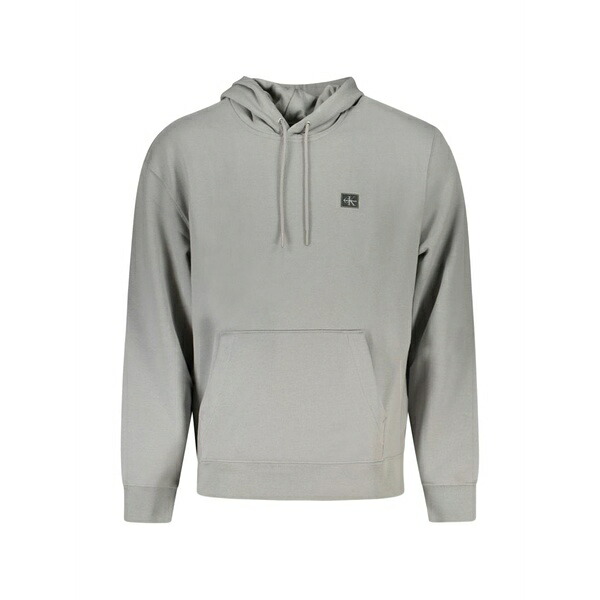 カルバンクライン メンズ パーカー・スウェットシャツ アウター Logo-patch drawstring hoodie Grey