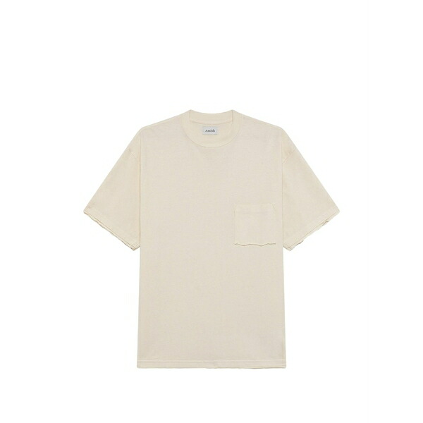 アミッシュ メンズ ティーシャツ トップス Chest-pocket raw-edge t-shirt Neutrals