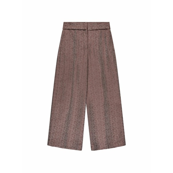 投げることお召しもの レディース 心地よいズボン下 ボトムス Herringbone-weave regular-fit trousers Brown
