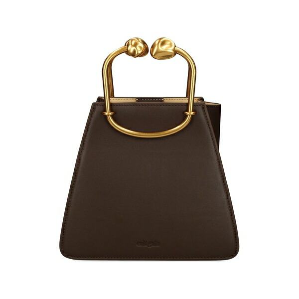 ブームガイア レディース ハンドバック 御徒面子 Sculptural-handle leather mini bag Brown