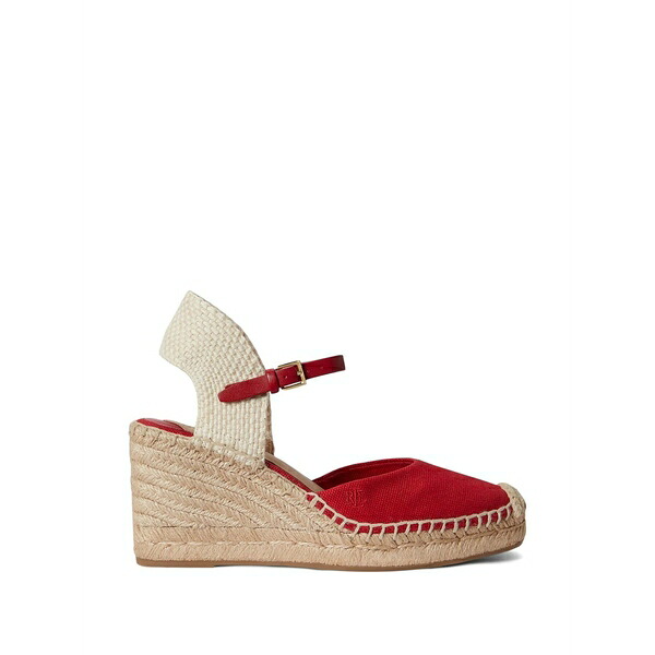 ラルフローレン レディース サンダル シューズ Robby buckle-fastening wedge espadrilles Red
