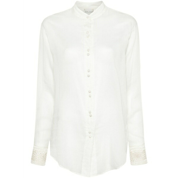 フォルテ フォルテ レディース プルオーバー トップス Crochet-detail long-sleeve shirt White