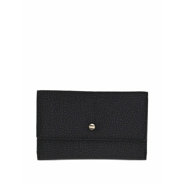 ボルボネーゼ レディース 金入れ 付属物 Textured snap-fastening wallet Black