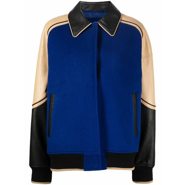 ゴエンジェイ レディース 上衣＆上衣 アウター Faux-leather trim wool jacket Blue