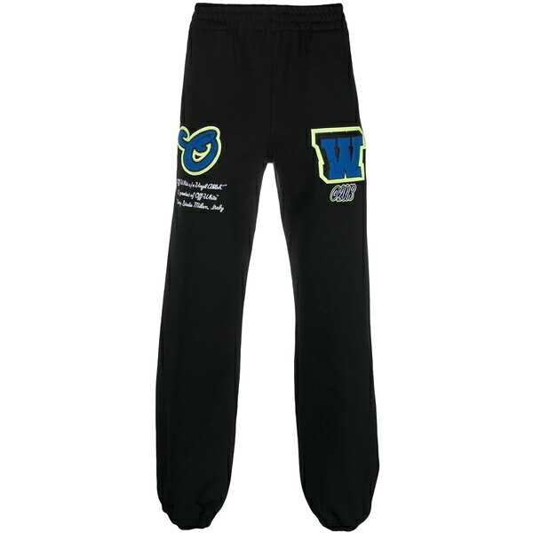 象牙色 メンズ 心地よいズボン下 ボトムス Graphic-print track pants Black