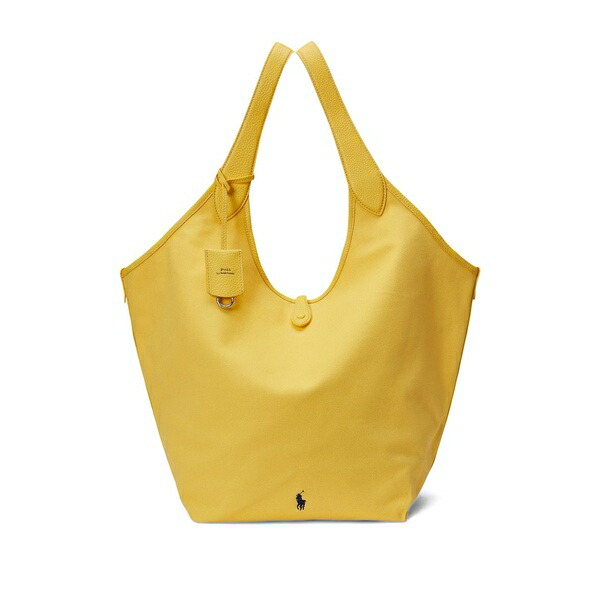 ラルフローレン レディース トートバッグ 御徒面子 Large canvas and leather tote bag Yellow