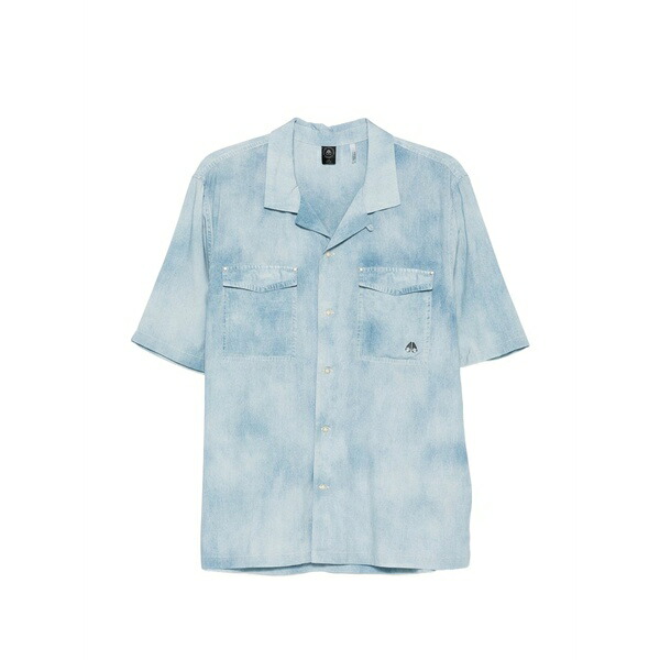 ムースナックルズ メンズ プルオーバー トップス Denim-print short-sleeve shirt Black