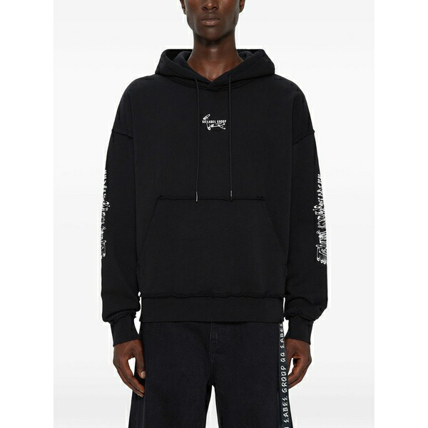 フォーティーフォー・レーベル・グループ メンズ パーカー・スウェットシャツ アウター Rear-print hoodie Black