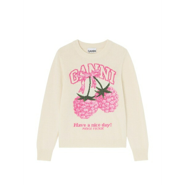 ガニー レディース 編み物\u0026プルオーバー アウター Raspberry graphic-print jumper Neutrals