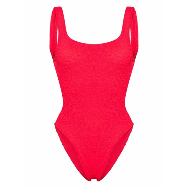 フンザ・ジー レディース 衣裳 トップス Square neck textured swimsuit Red