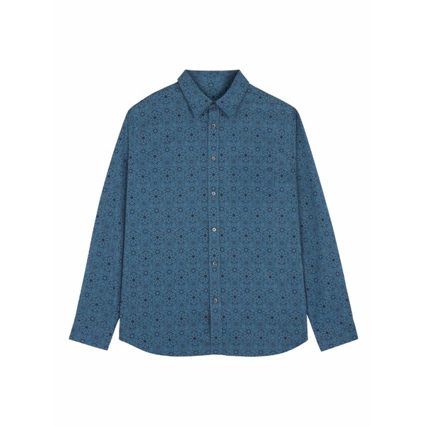 棲み家 稲荷 メンズ ティーシャツ トップス Floral-print shirt Blue