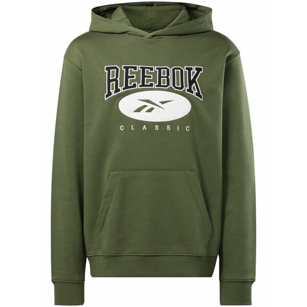 リーボック レディース パーカー・スウェットシャツ アウター Varsity logo-embroidered hoodie Green