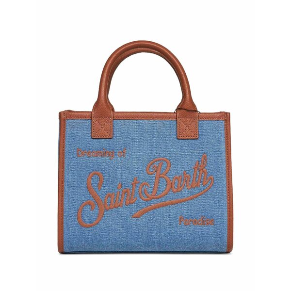 エムシーツーセイントバース レディース トートバッグ 御徒面子 Logo-embroidered leather-trim shoulder bag Blue