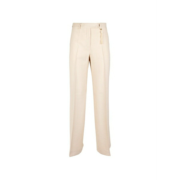 セブンティ レディース カジュアルパンツ ボトムス Tassel-detail pressed-crease trousers Neutrals|asty