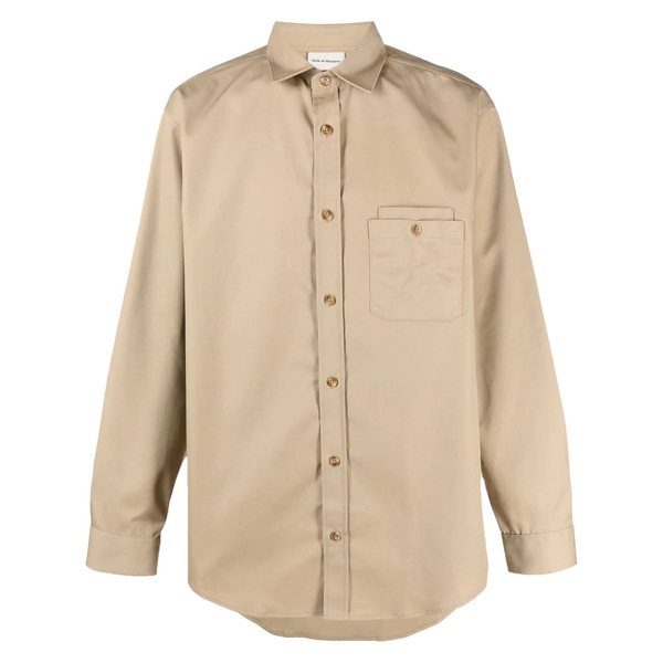 76 以上節約 ドロール ド ムッシュ メンズ シャツ トップス レイヤードポケット Camel Beige Fucoa Cl