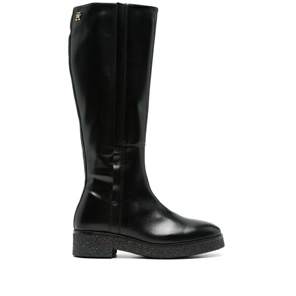 トミー ヒルフィガー レディース ブーツ シューズ Round-toe leather boots Black｜asty
