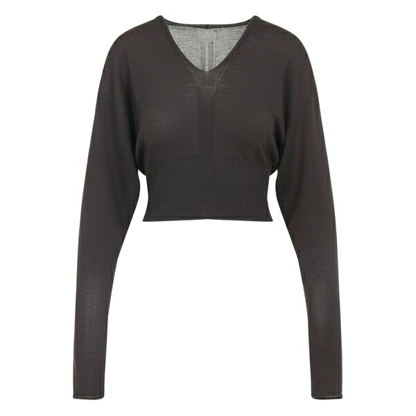 リックオウエンス レディース 編み物\u0026スウェーター アウター V-neck wool blouse Brown
