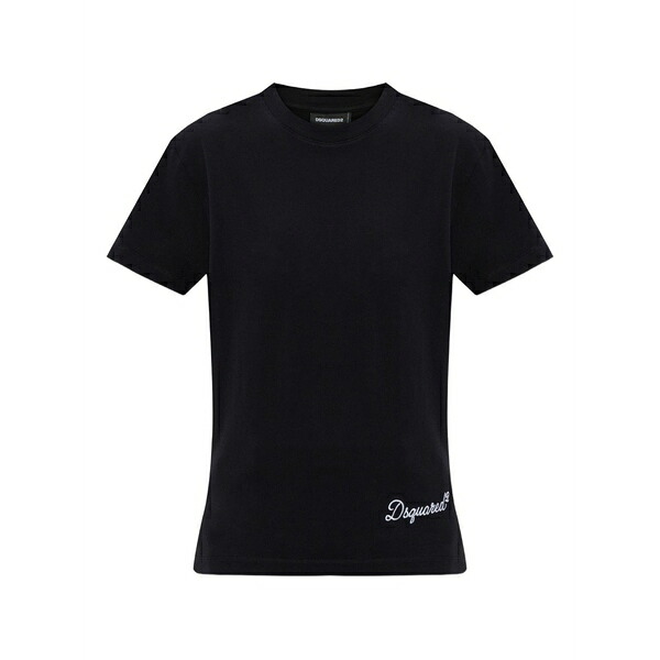 ディースクエアード レディース プルオーバー トップス Logo-embroidered t-shirt Black