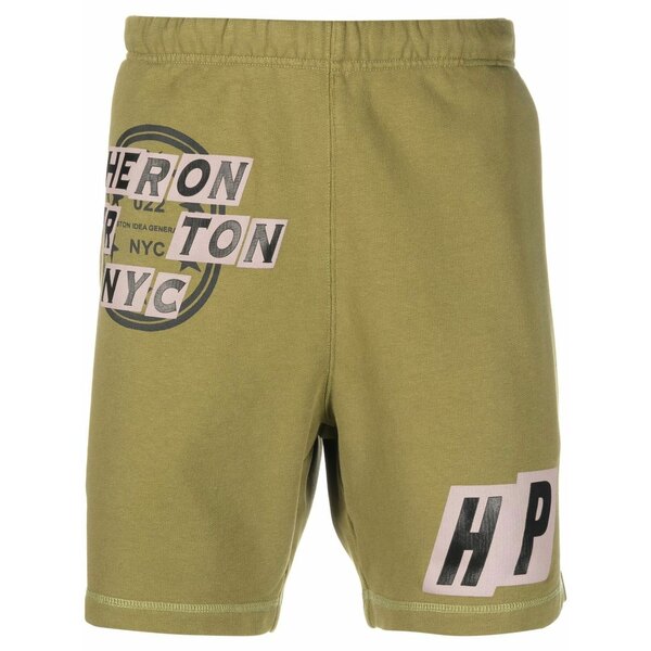 ヘロン プレストン メンズ カジュアルパンツ ボトムス Logo-patch track shorts Green｜asty