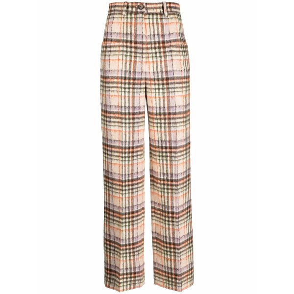 ソニアリキエル レディース カジュアルパンツ ボトムス Checked felted wool straight-leg trousers Brown｜asty