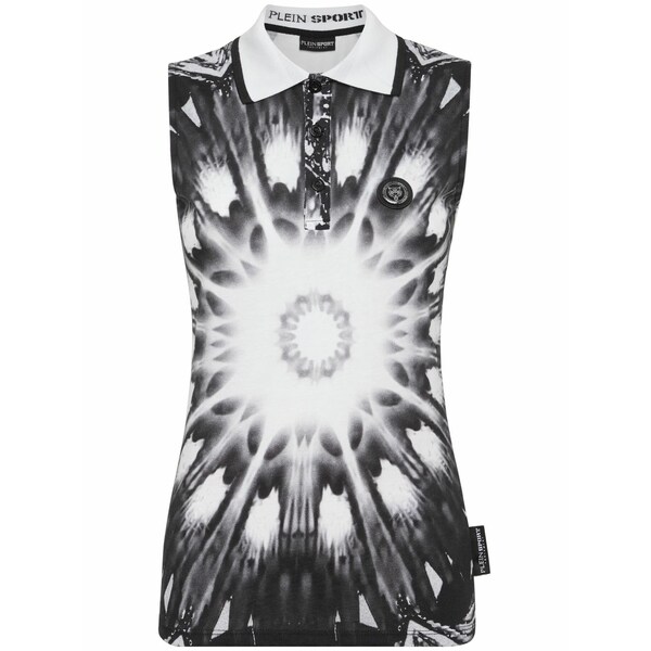 プレインスポーツ レディース ポロシャツ トップス Logo-print sleeveless polo top Black|asty