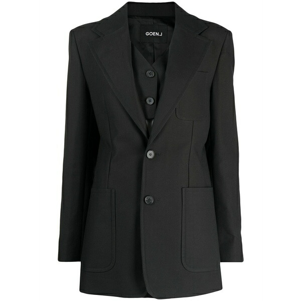 ゴエンジェイ レディース 上衣＆上衣 アウター Notched-lapels single-breasted blazer  Black