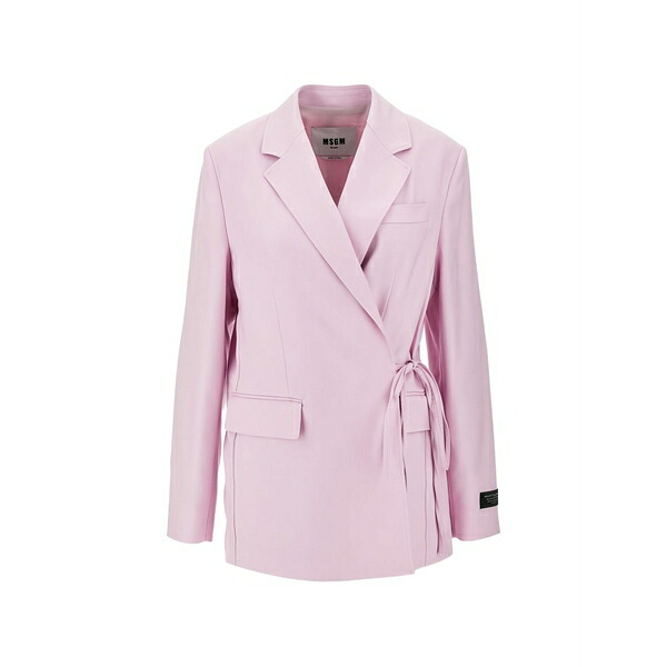 エムエスジイエム レディース ジャケット＆ブルゾン アウター Tie-fastening long-sleeve blazer Pink｜asty