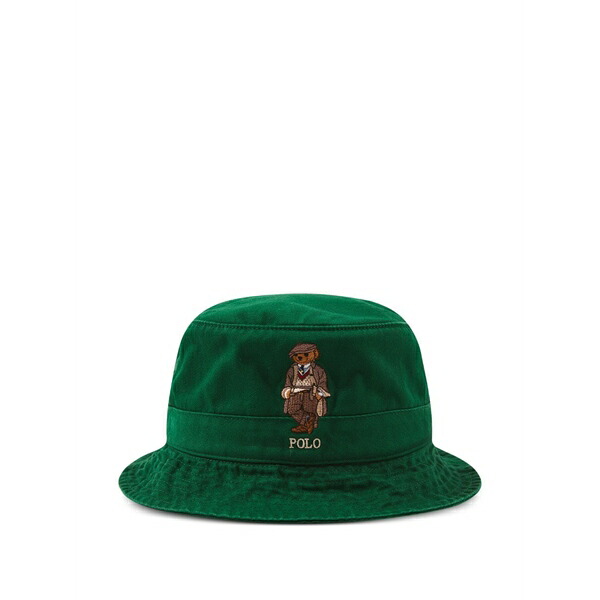 ラルフローレン メンズ 帽子 アクセサリー Bear-detail bucket hat Green｜asty