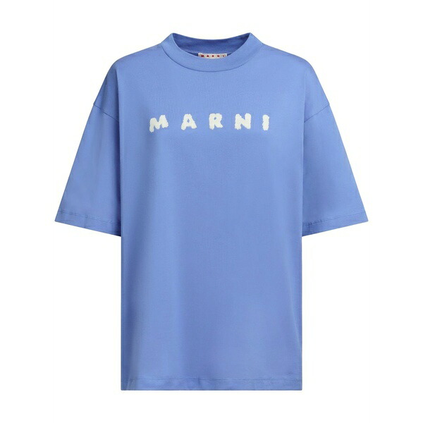マルニ レディース ティーシャツ トップス Logo-print cotton t-shirt Blue トップス-レディースファッション-Tシャツ・カットソー