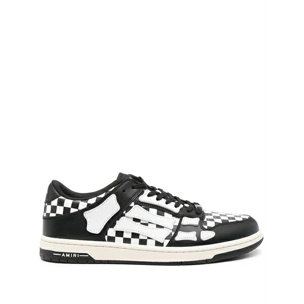 アミリ メンズ スニーカー シューズ Skel top low check-pattern sneakers Black