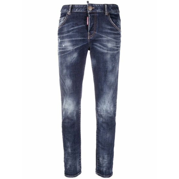 ディースクエアード レディース デニムパンツ ボトムス Bleached-effect skinny jeans Blue｜asty