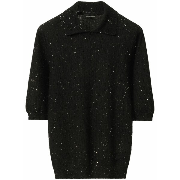ファビアナ フィリッピ レディース スポーツシャツ トップス Knitted polo top  Black