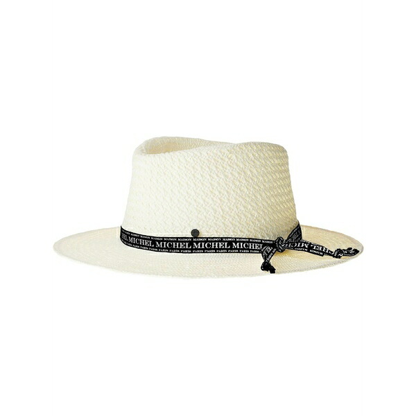 メゾンミッシェル レディース 帽子 アクセサリー Andr茫漏 straw fedora hat White|asty