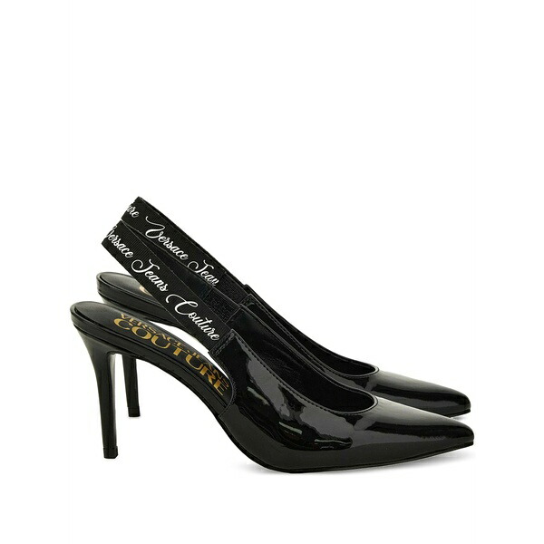 ベルサーチ レディース パンプス シューズ Slingback patent leather pumps Black|asty