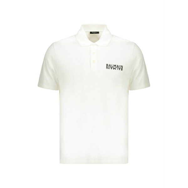 バルマン メンズ ポロシャツ トップス Cotton polo shirt White|asty