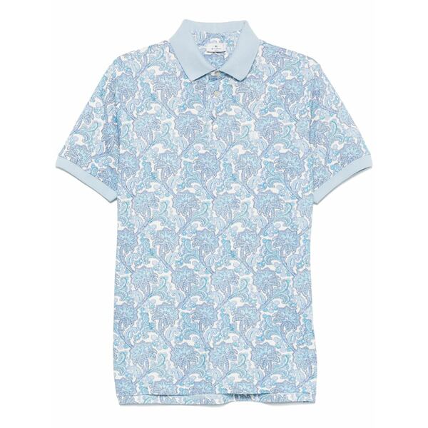 エトロ メンズ ポロシャツ トップス Paisley polo shirt Blue|asty