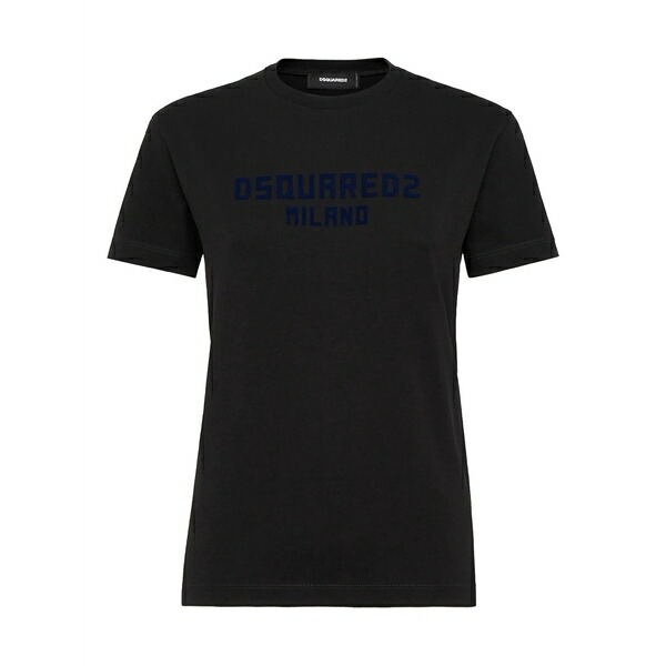 ディースクエアード レディース Tシャツ トップス Logo-print cotton t-shirt Black｜asty